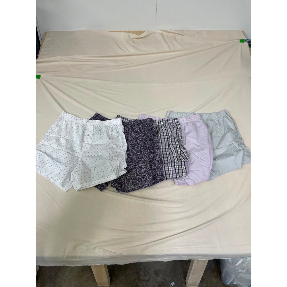Amazon Essentials Mens White Purple Diamond Print Cotton Lounge Sleep Shorts M